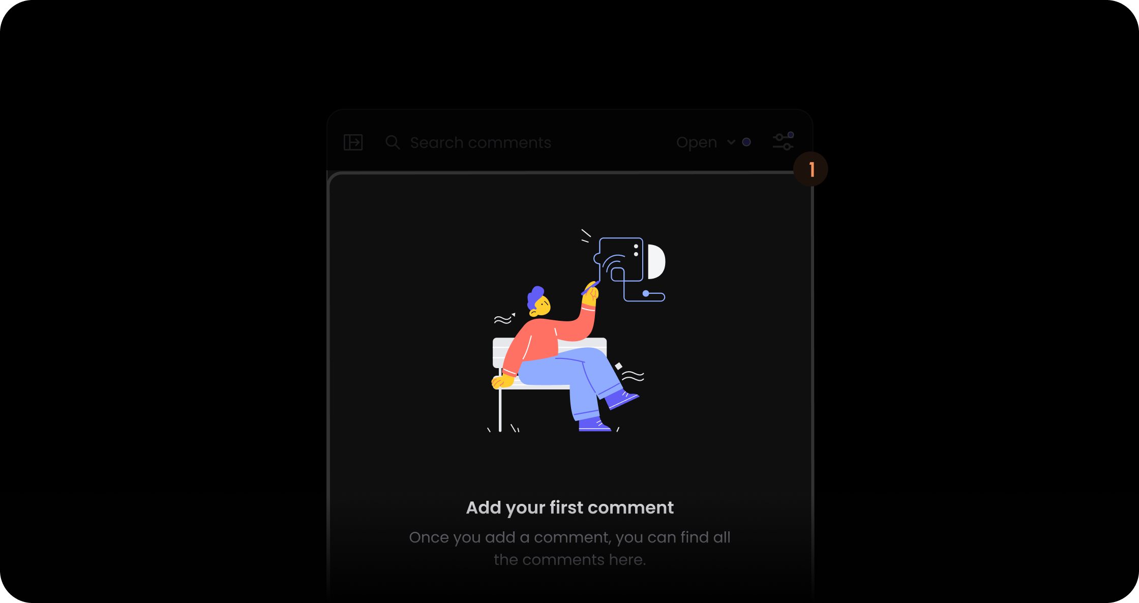 Empty placeholder component in the comments sidebar panel