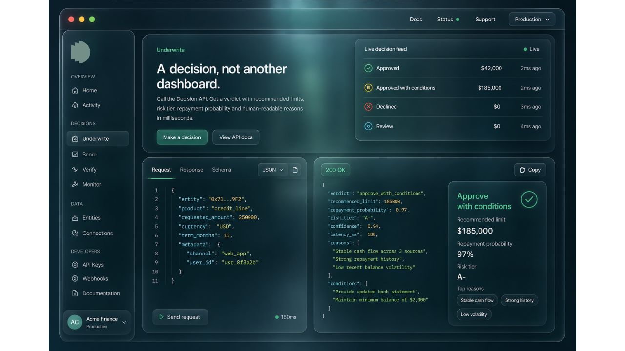 Vence Console dashboard