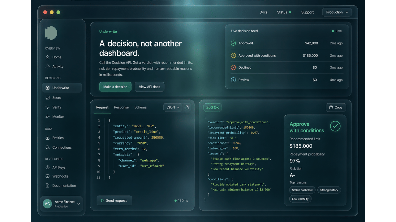 Vence Console dashboard