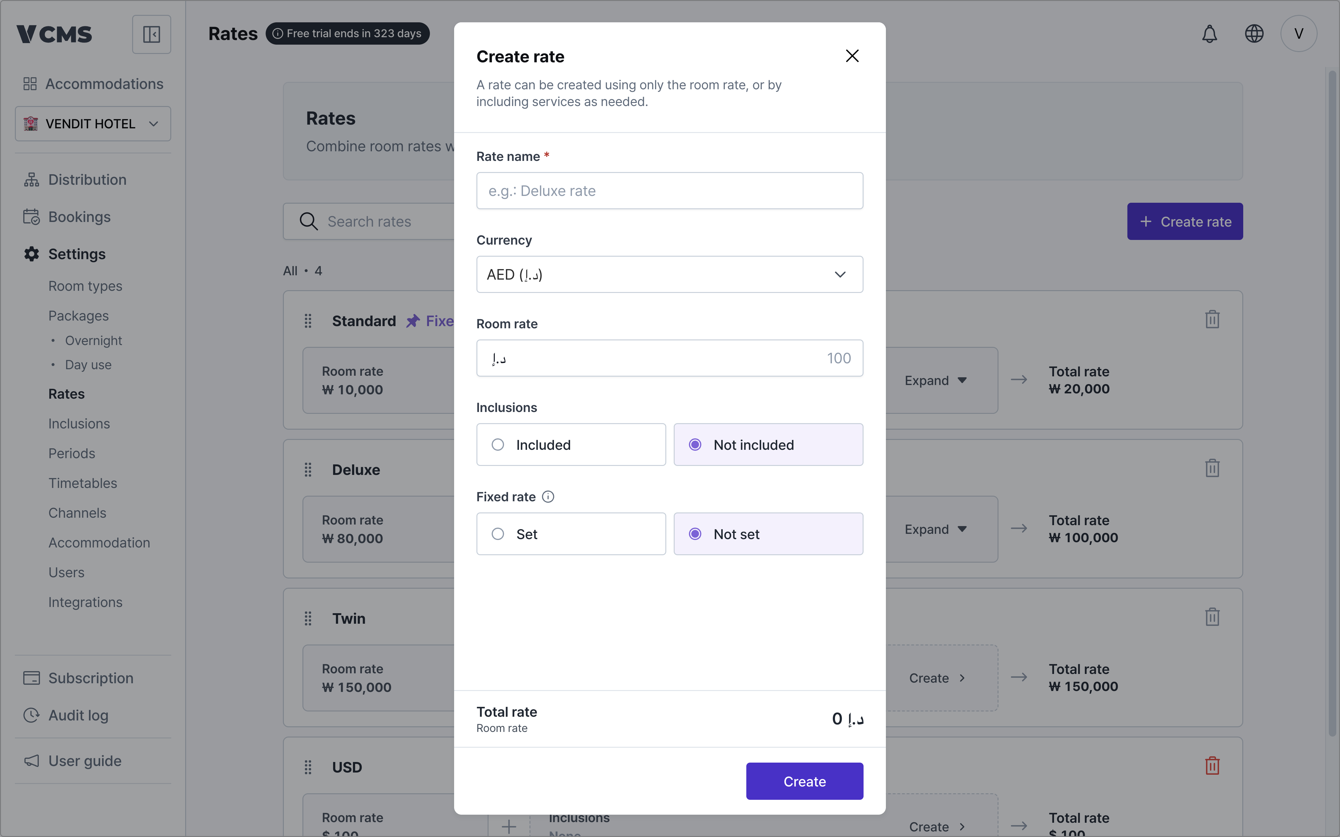 Creating a rate