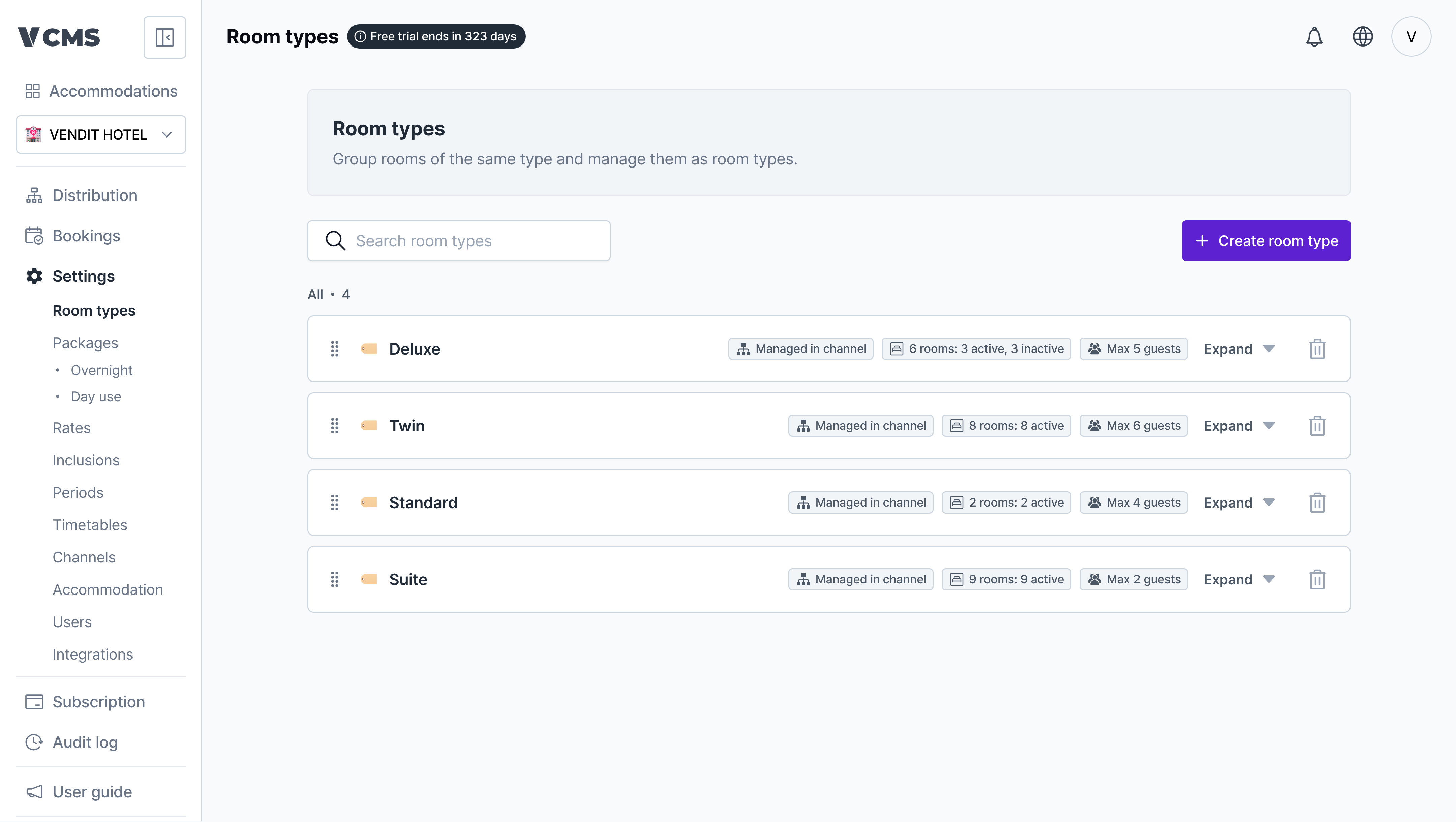 Room type list