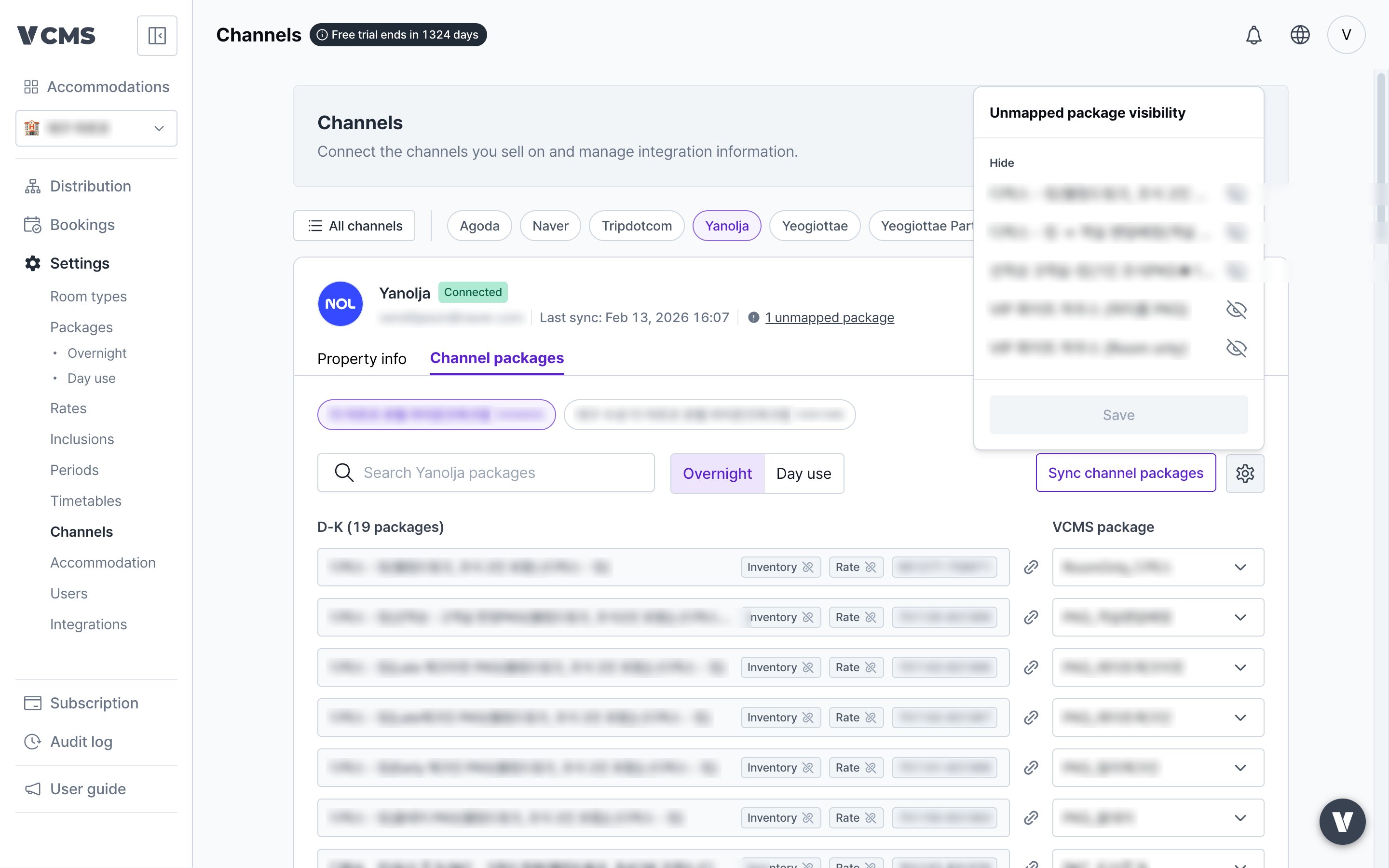 Hiding channel packages