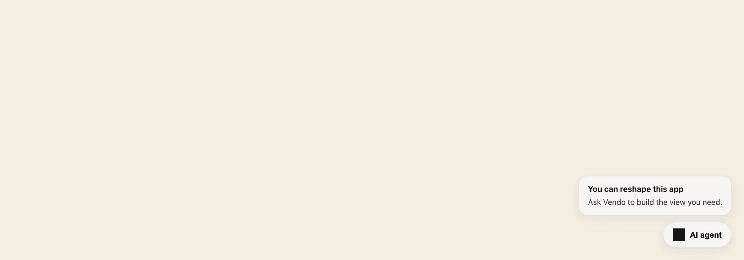 Vendo overlay launcher pill in the corner of a host page