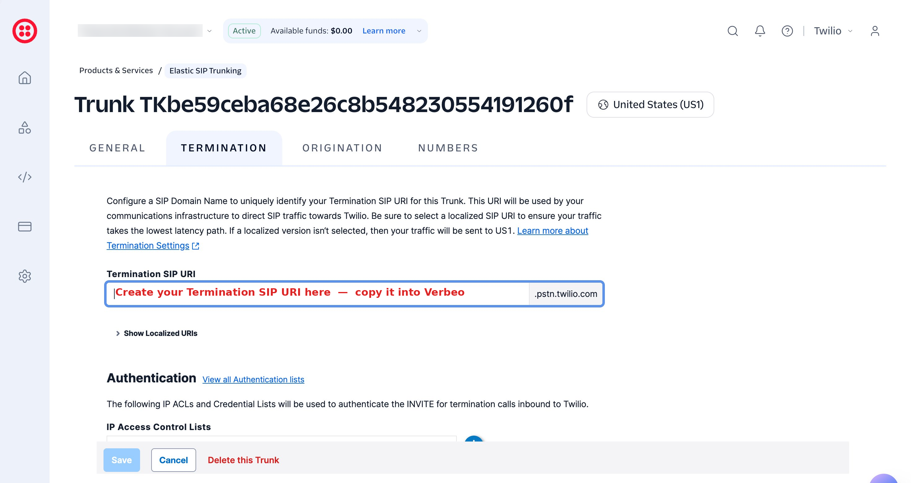 04 Twilio Termination Sip Uri