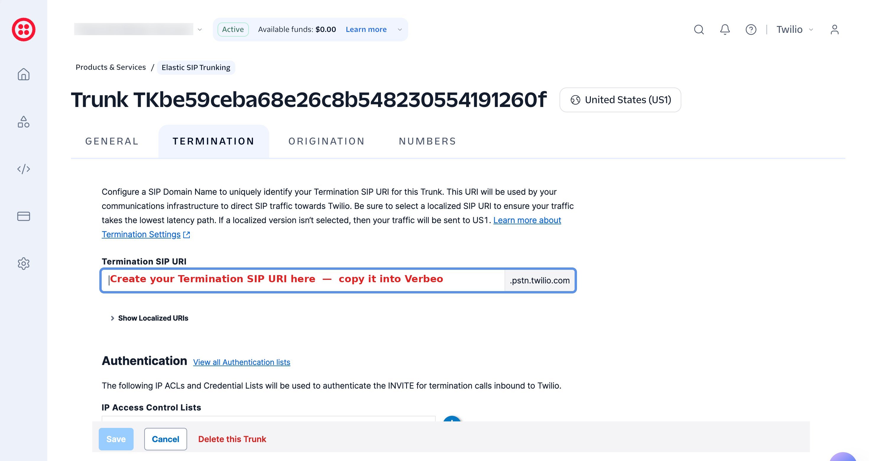 04 Twilio Termination Sip Uri