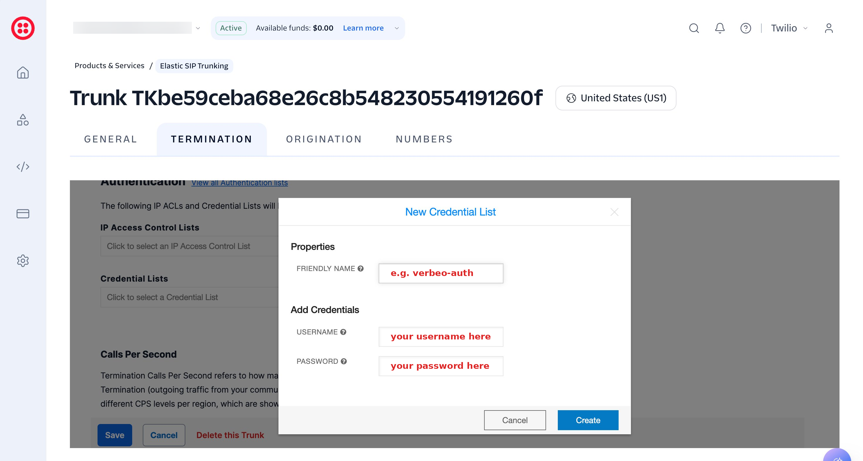 06 Twilio New Credential List