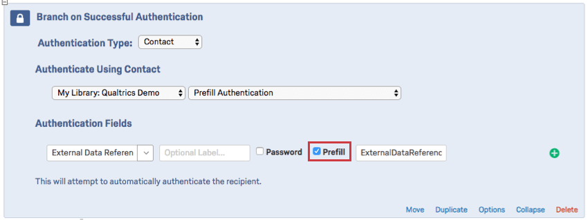 Qualtrics Authenticator with Prefill enabled