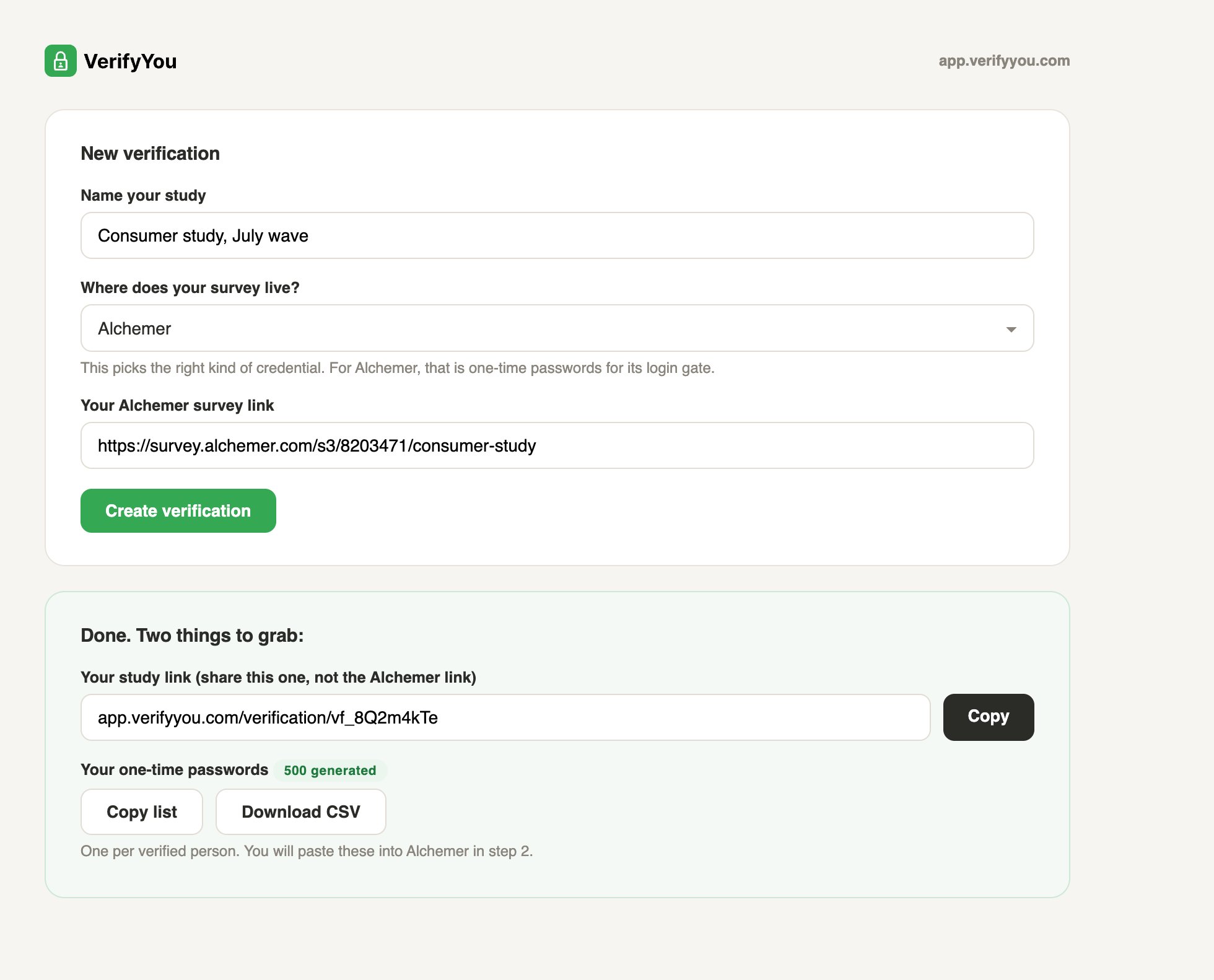 VerifyYou new verification screen