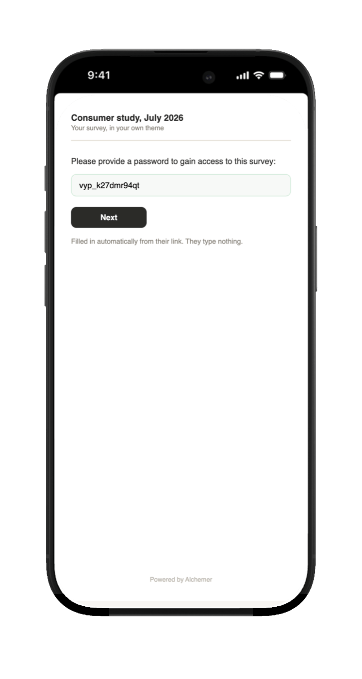 Survey login page pre-filled