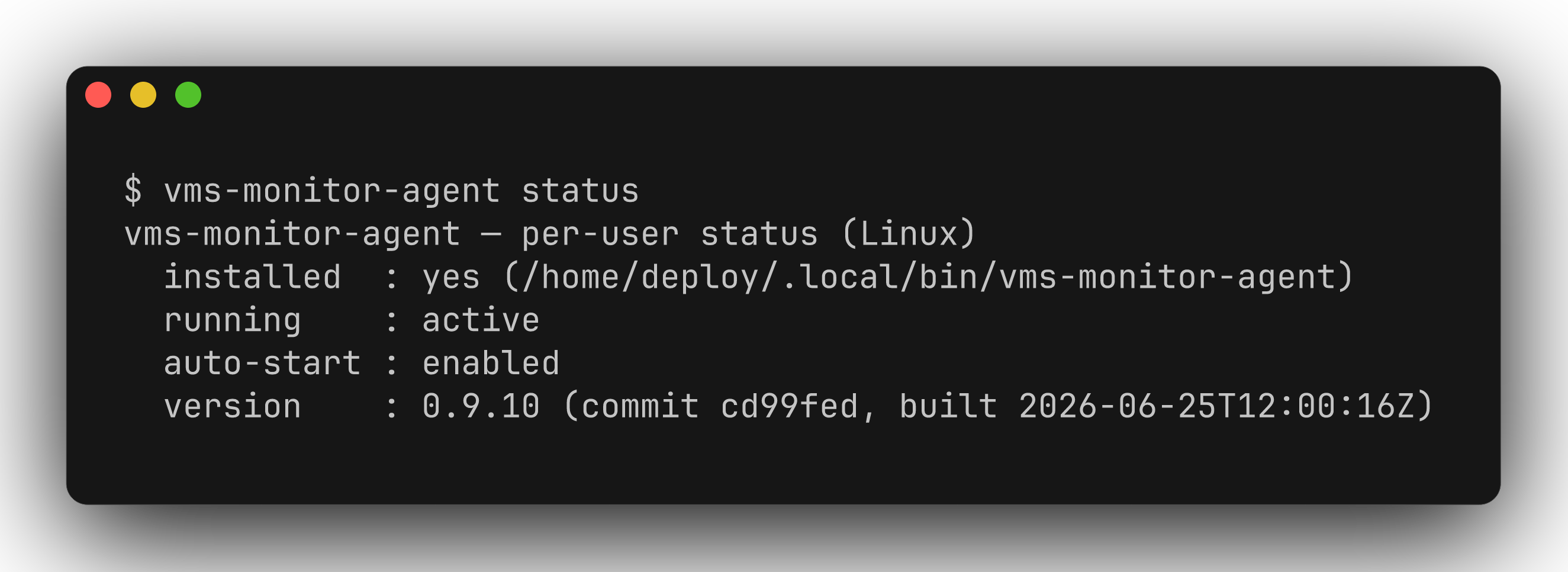 Output of vms-monitor-agent status