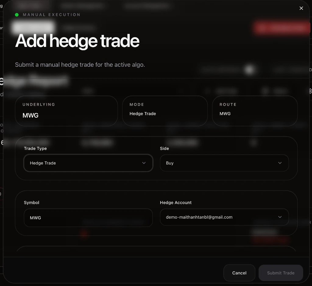 Add Hedge Trade Dialog