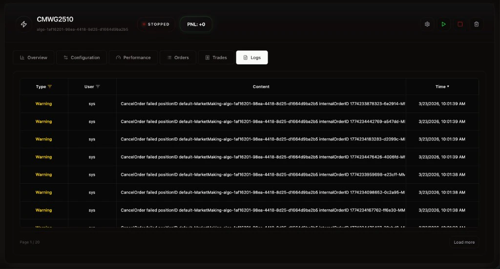 Control Logs Tab