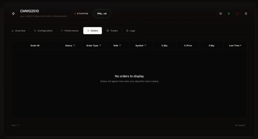 Control Orders Tab