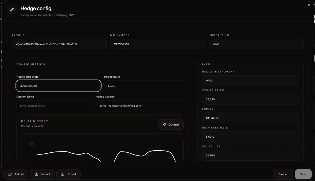 Hedge Settings Dialog