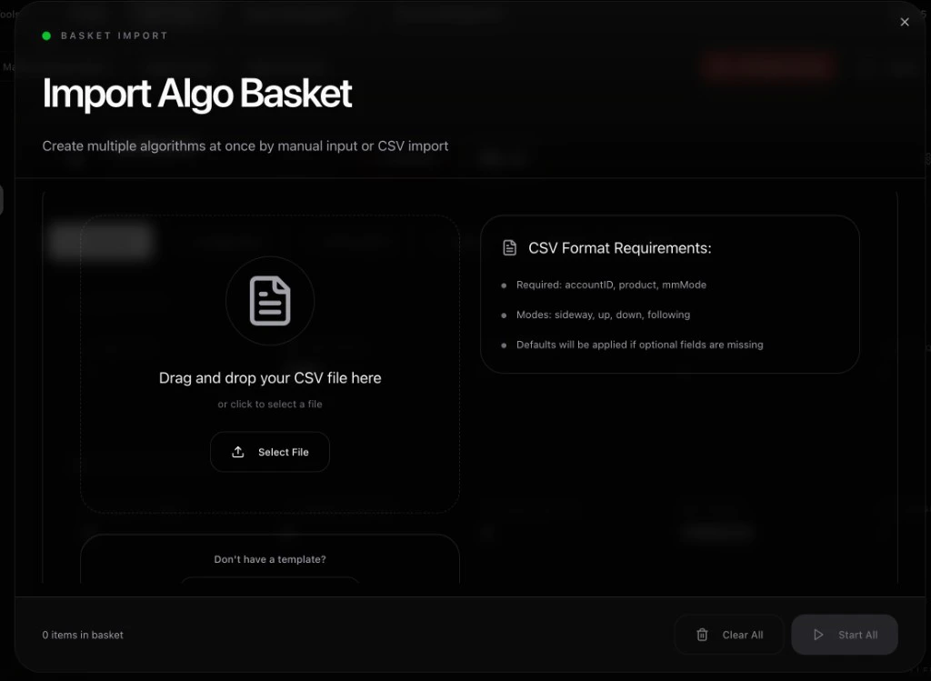 Import Basket CSV