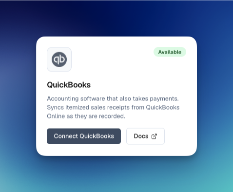 QuickBooks card on the Vero integrations page