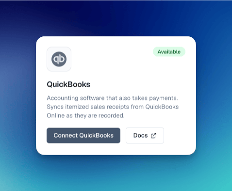 QuickBooks card on the Vero integrations page