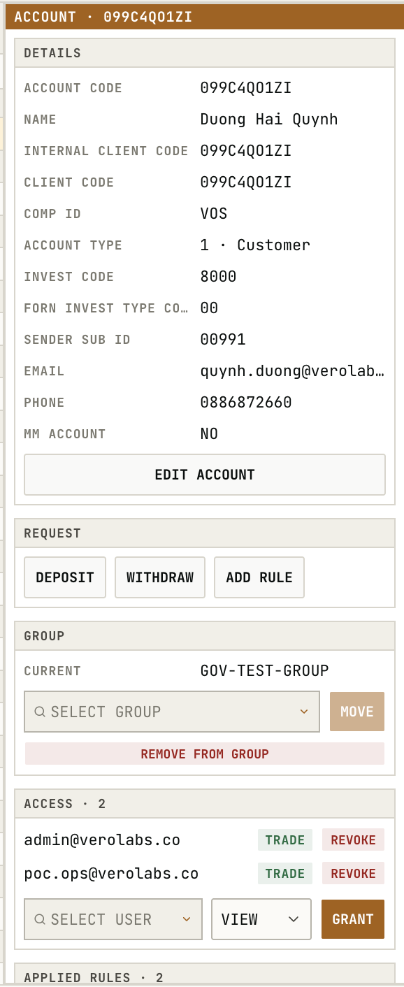 Operation account detail