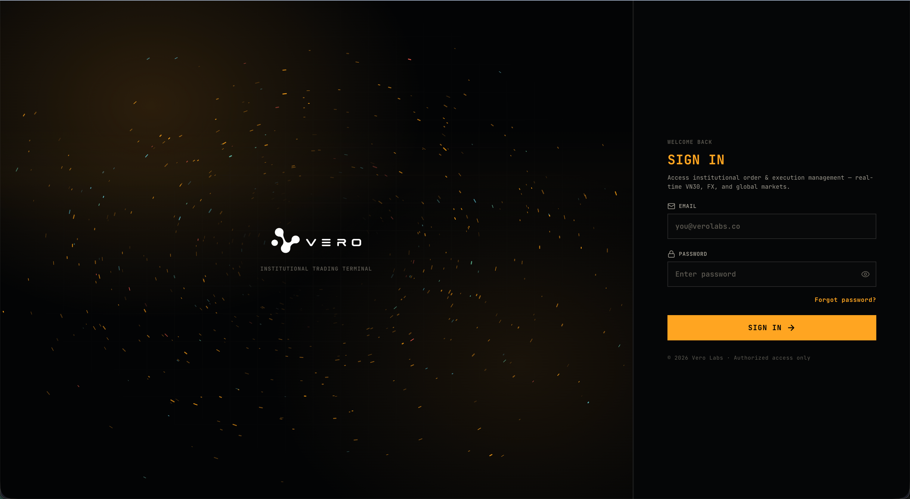 Vero OMS sign-in page