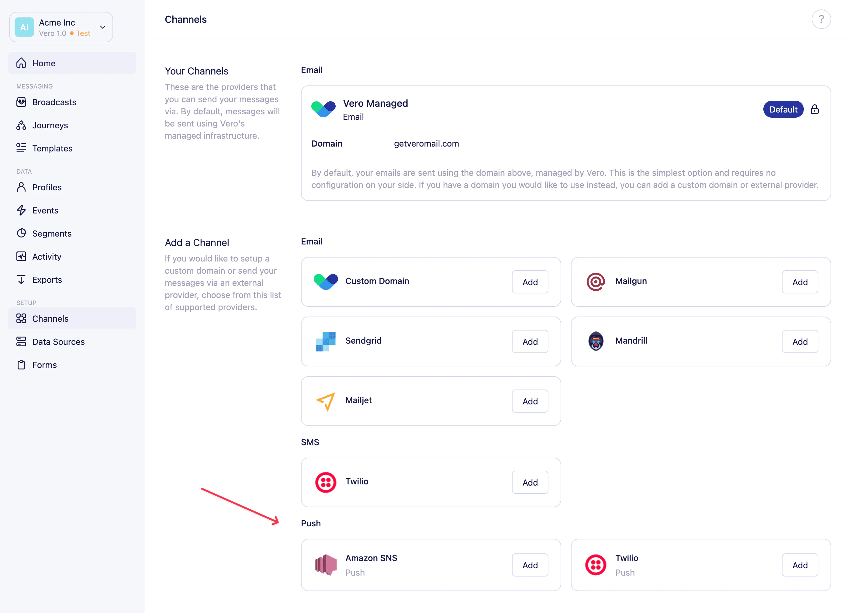 Add push channel provider