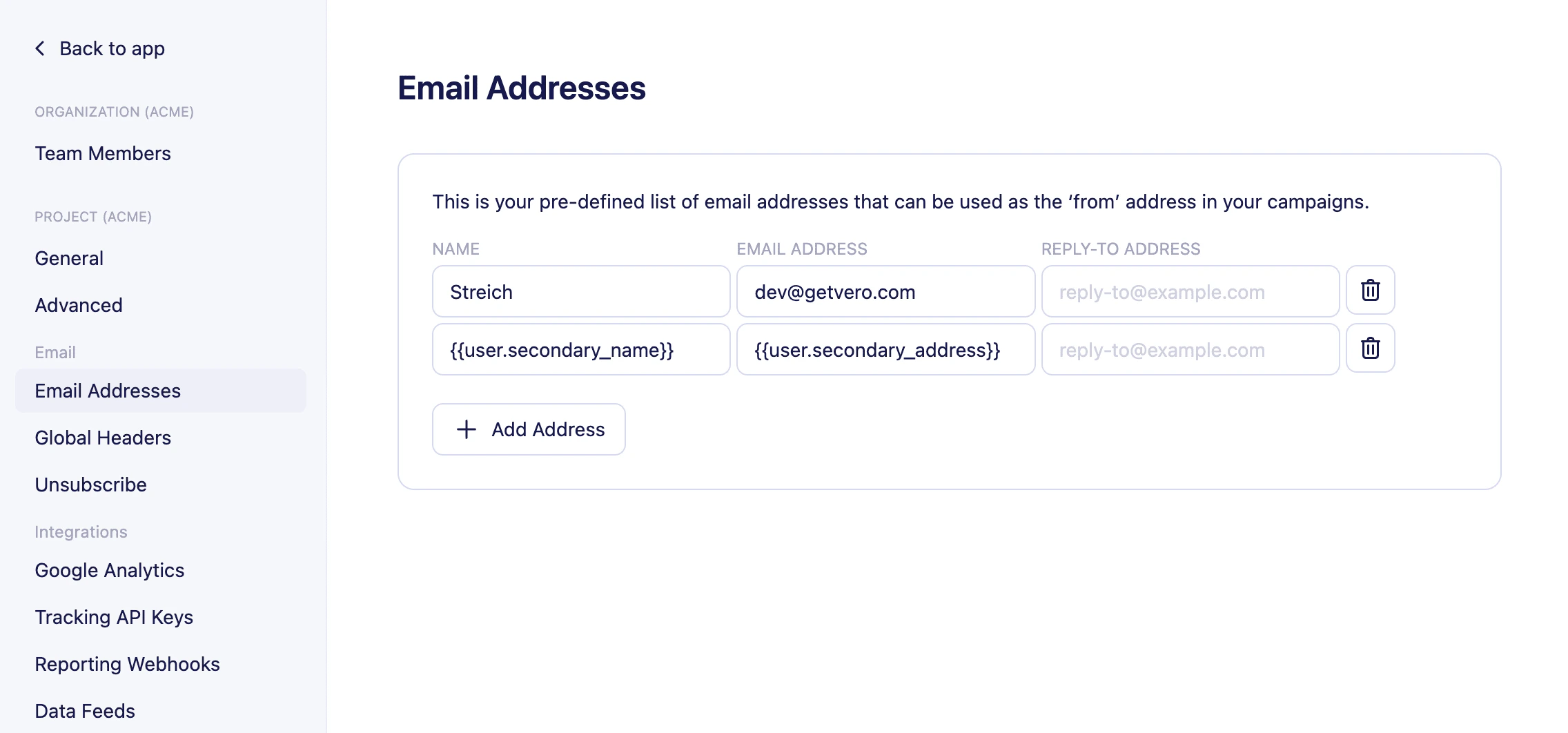 Add email addresses