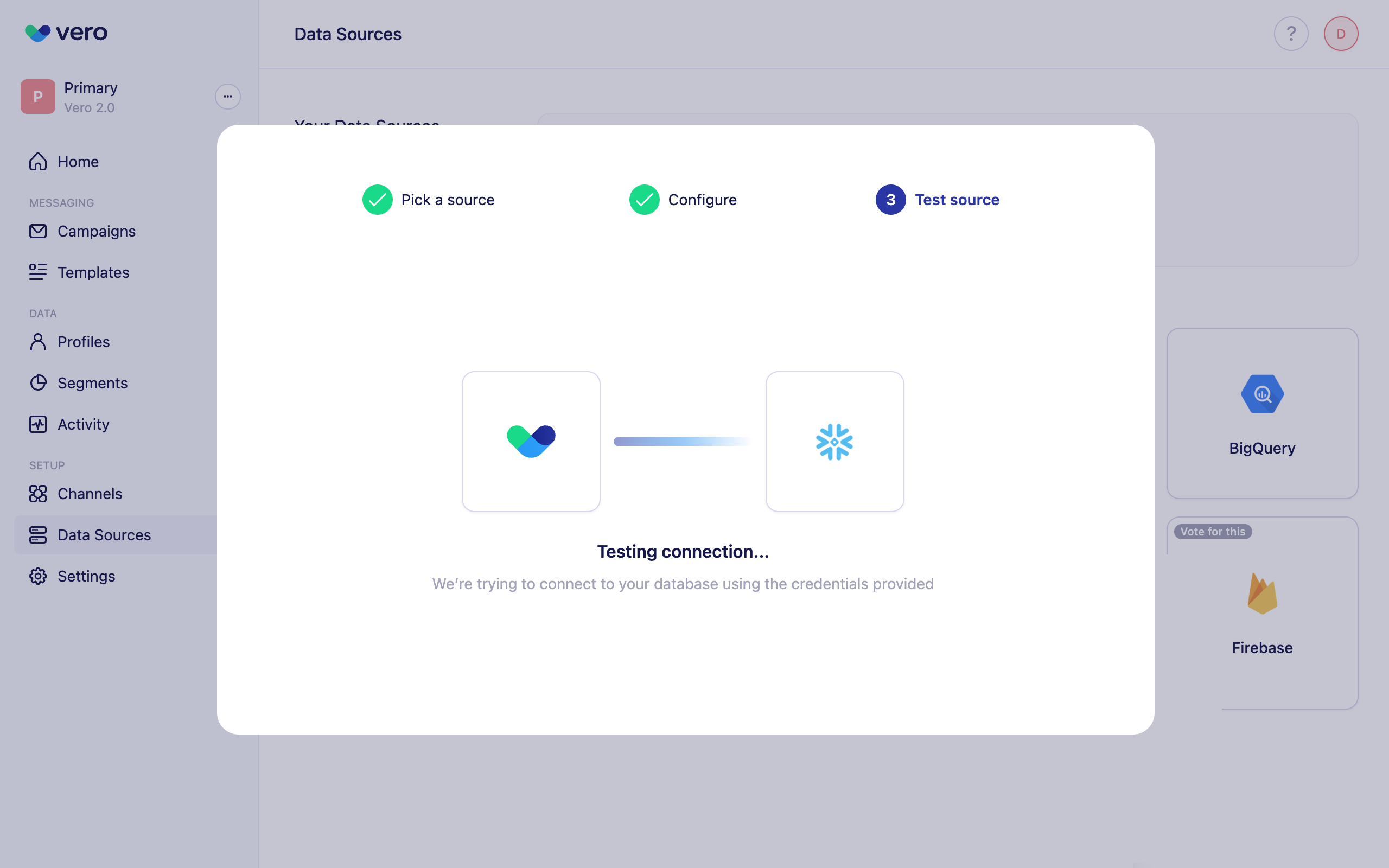 Data Source - Testing connection