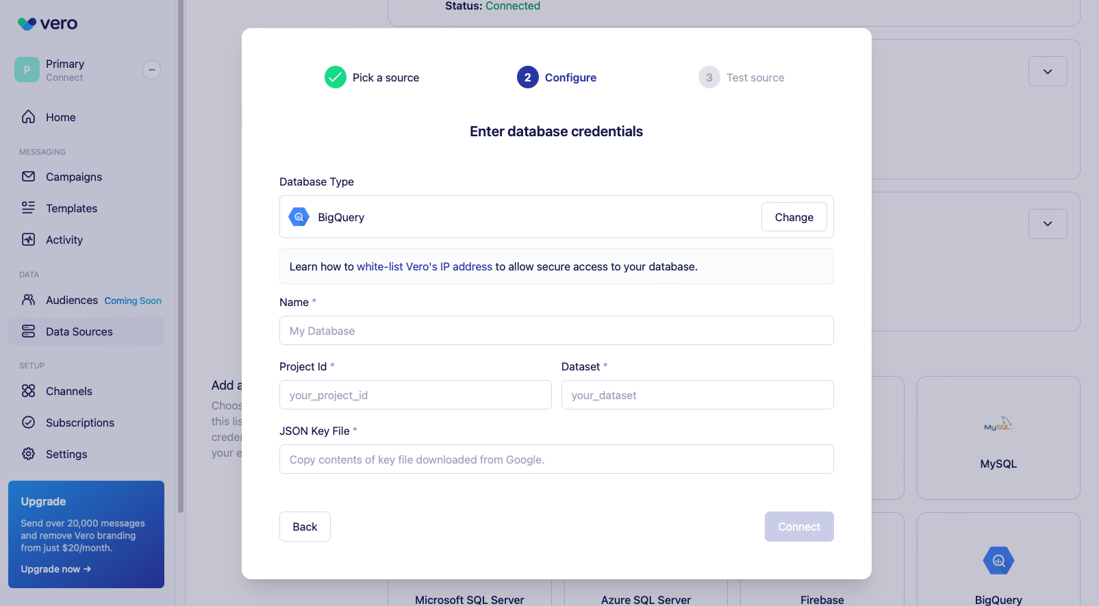 Google BigQuery add credentials