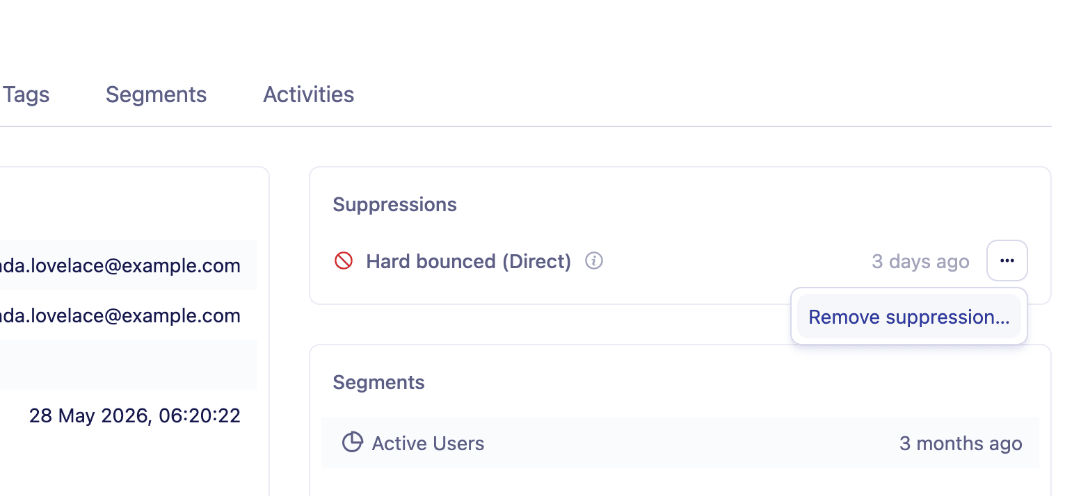 Remove suppression confirmation dialog