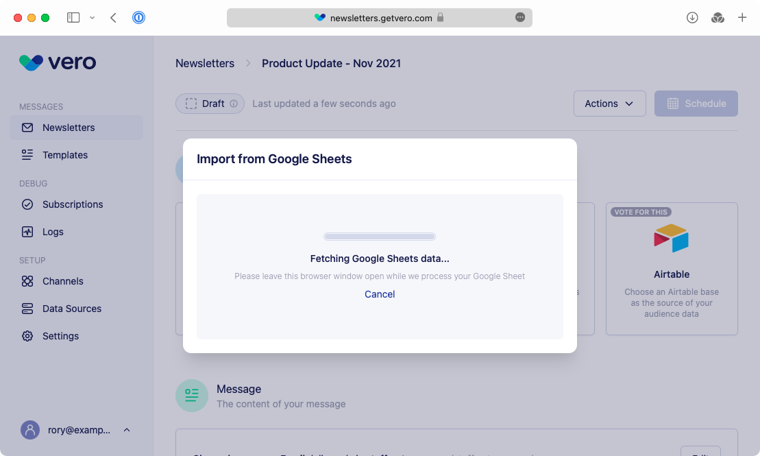 Fetching and downloading a sheet