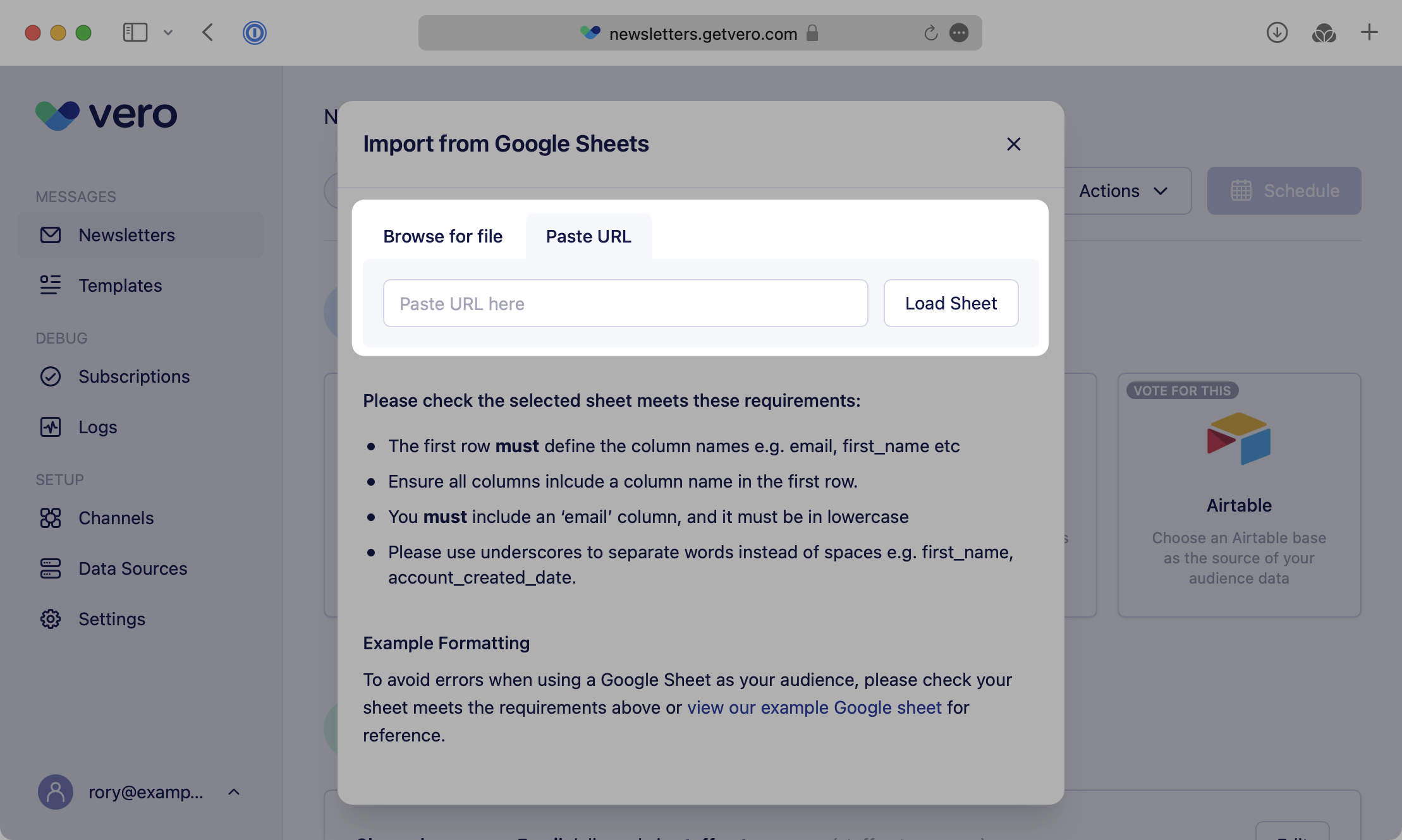 Paste a link - sheets