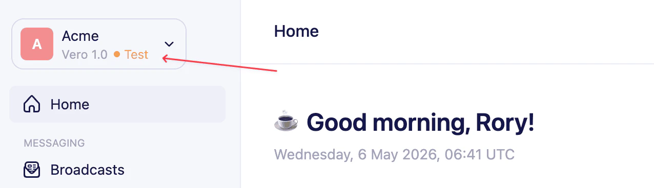 Project menu send mode label