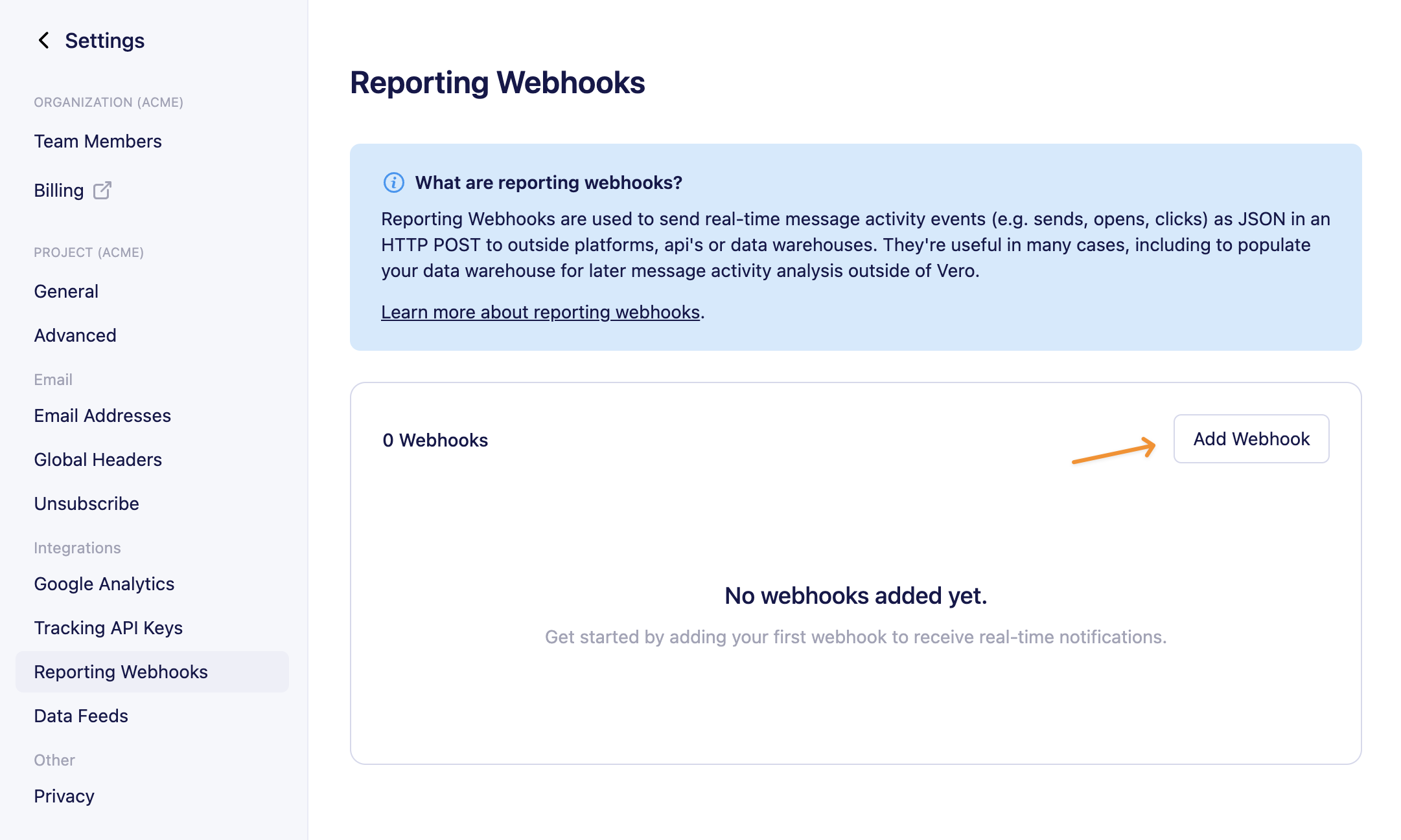 Setting up Webhooks - Vero Help Documentation