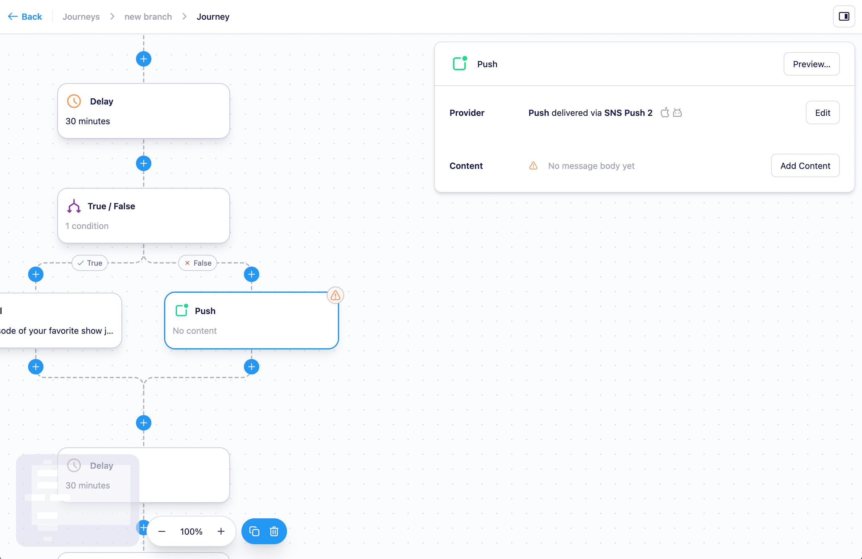 Push node side panel