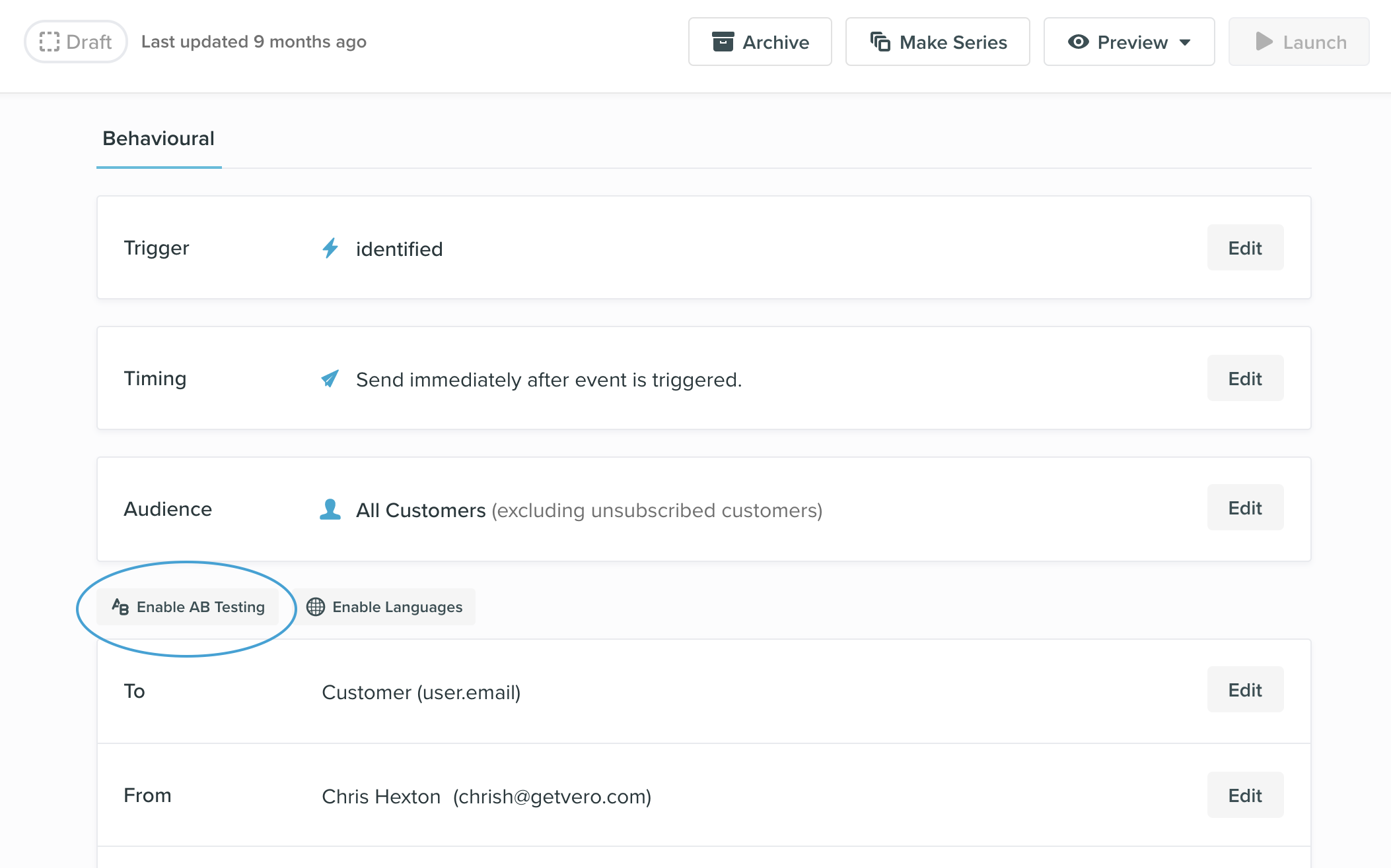 vero.ab test.behavioural-and-transactional-tests