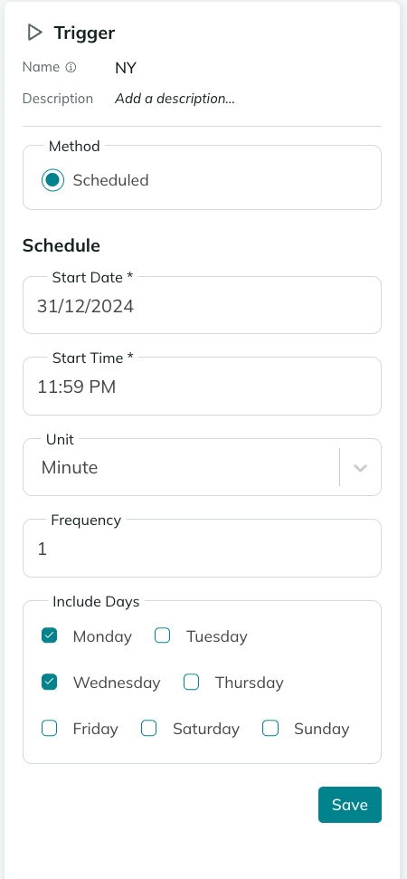 Configure a trigger schedule