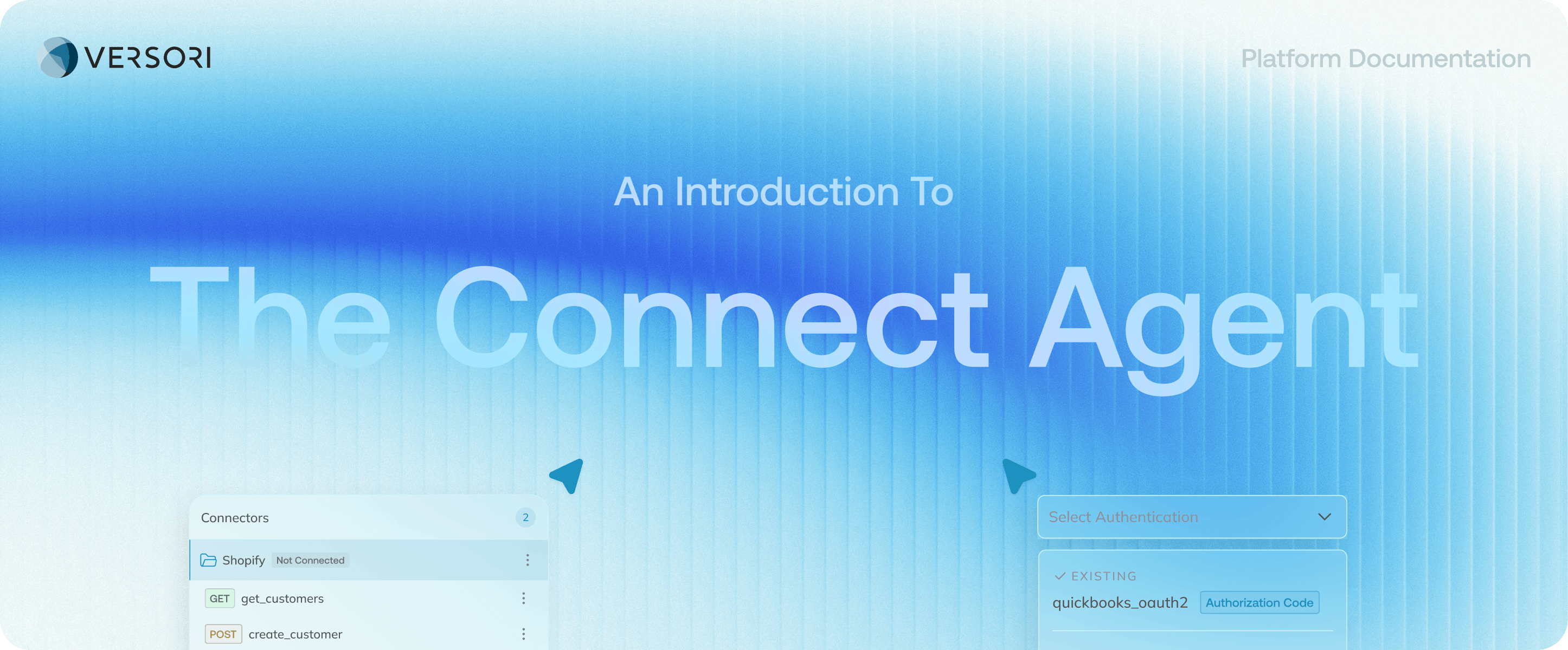 Versori UI hovering on a light blue gradient background.