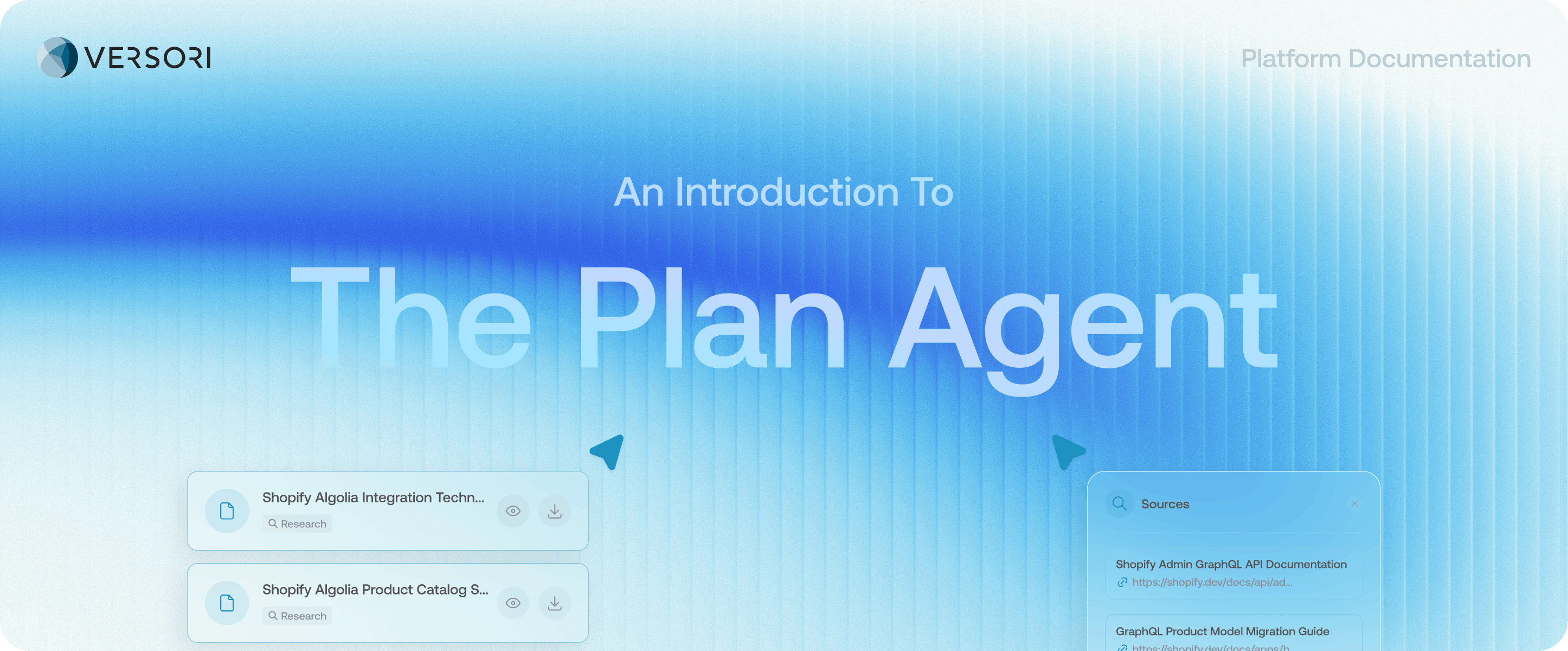 Versori UI hovering on a light blue gradient background.