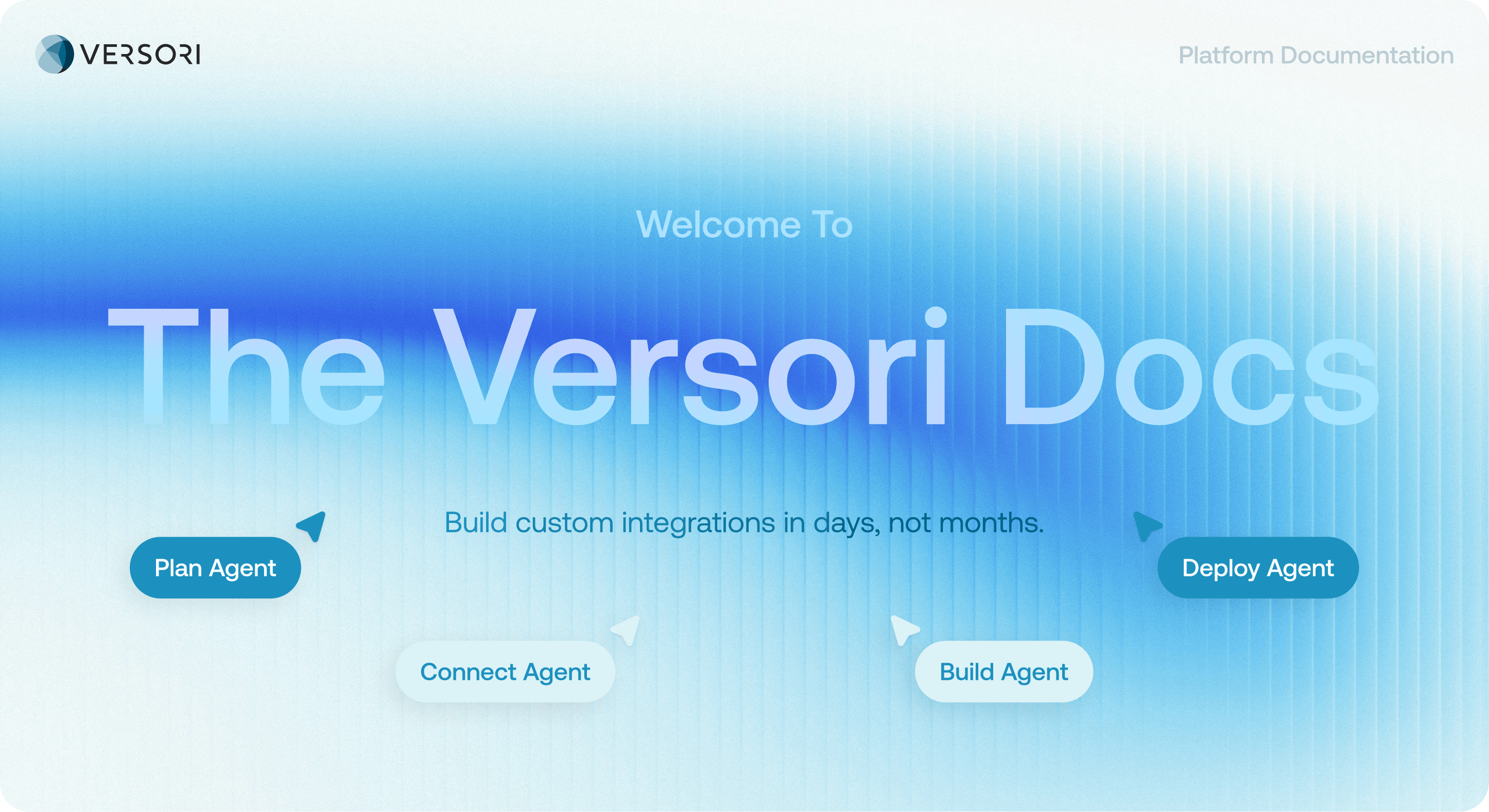 Versori UI hovering on a light blue gradient background.