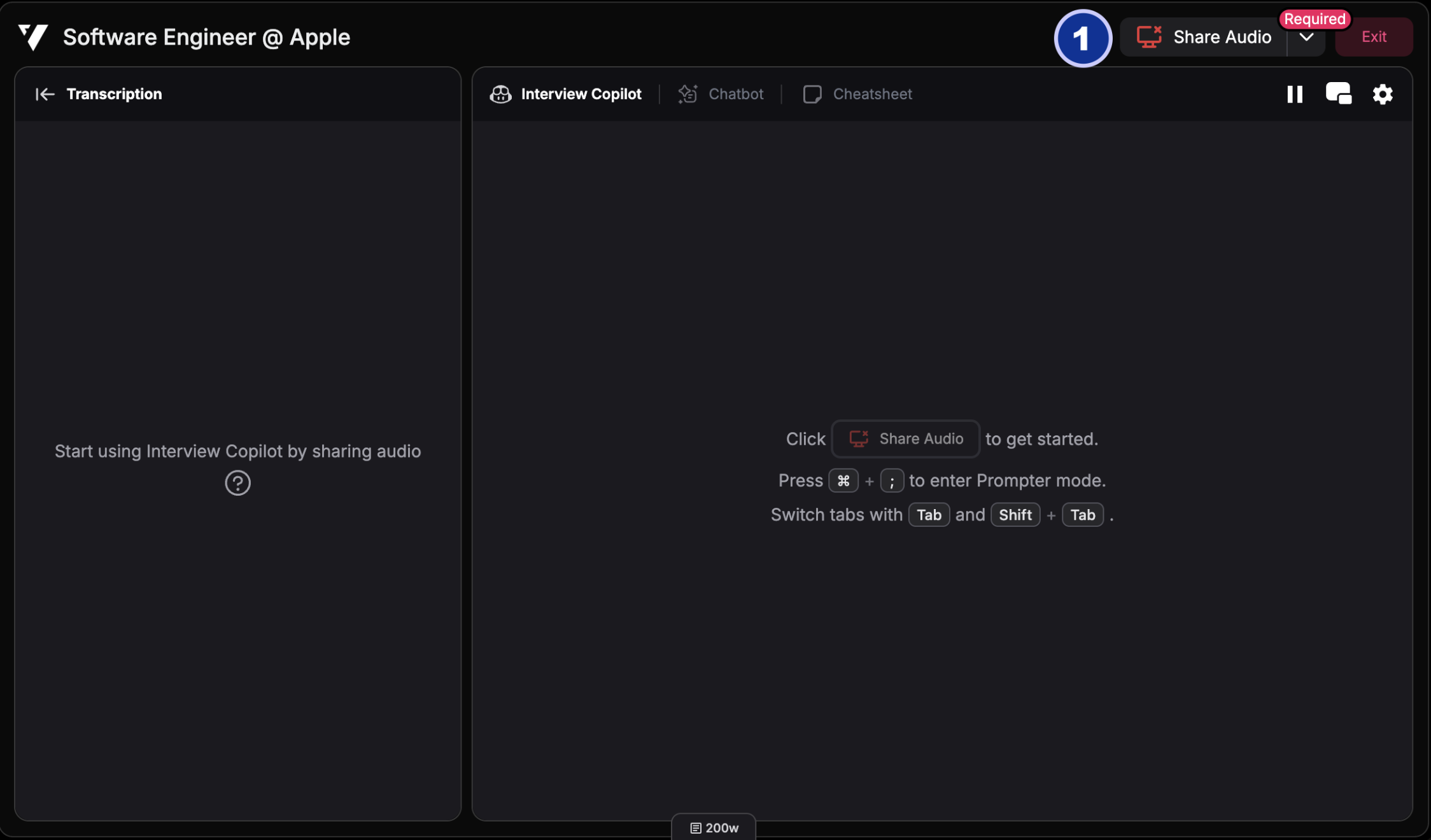 Audio sharing setup step 1