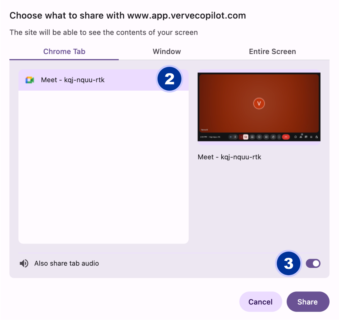 Audio sharing setup step 2