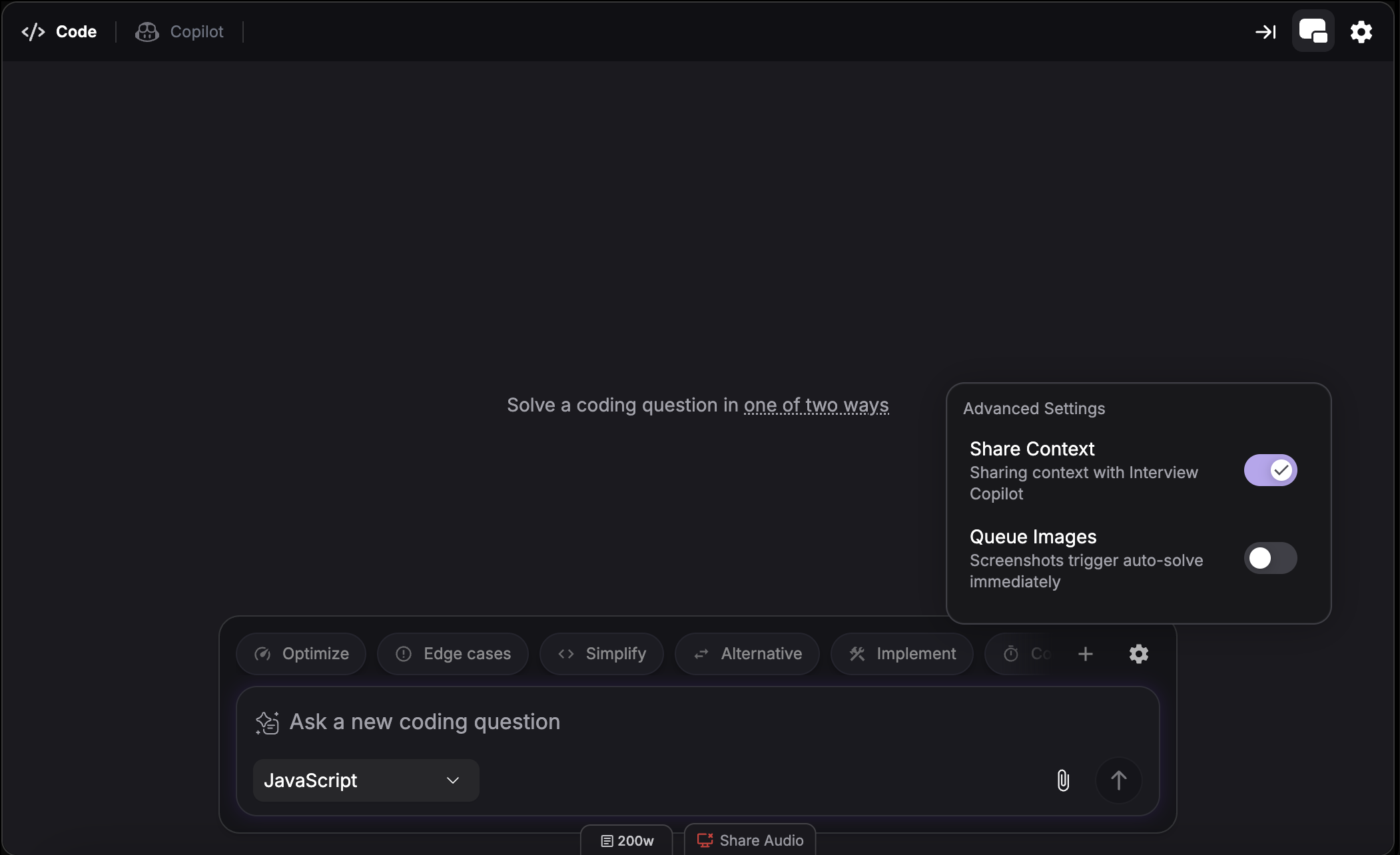 Coding copilot quick actions