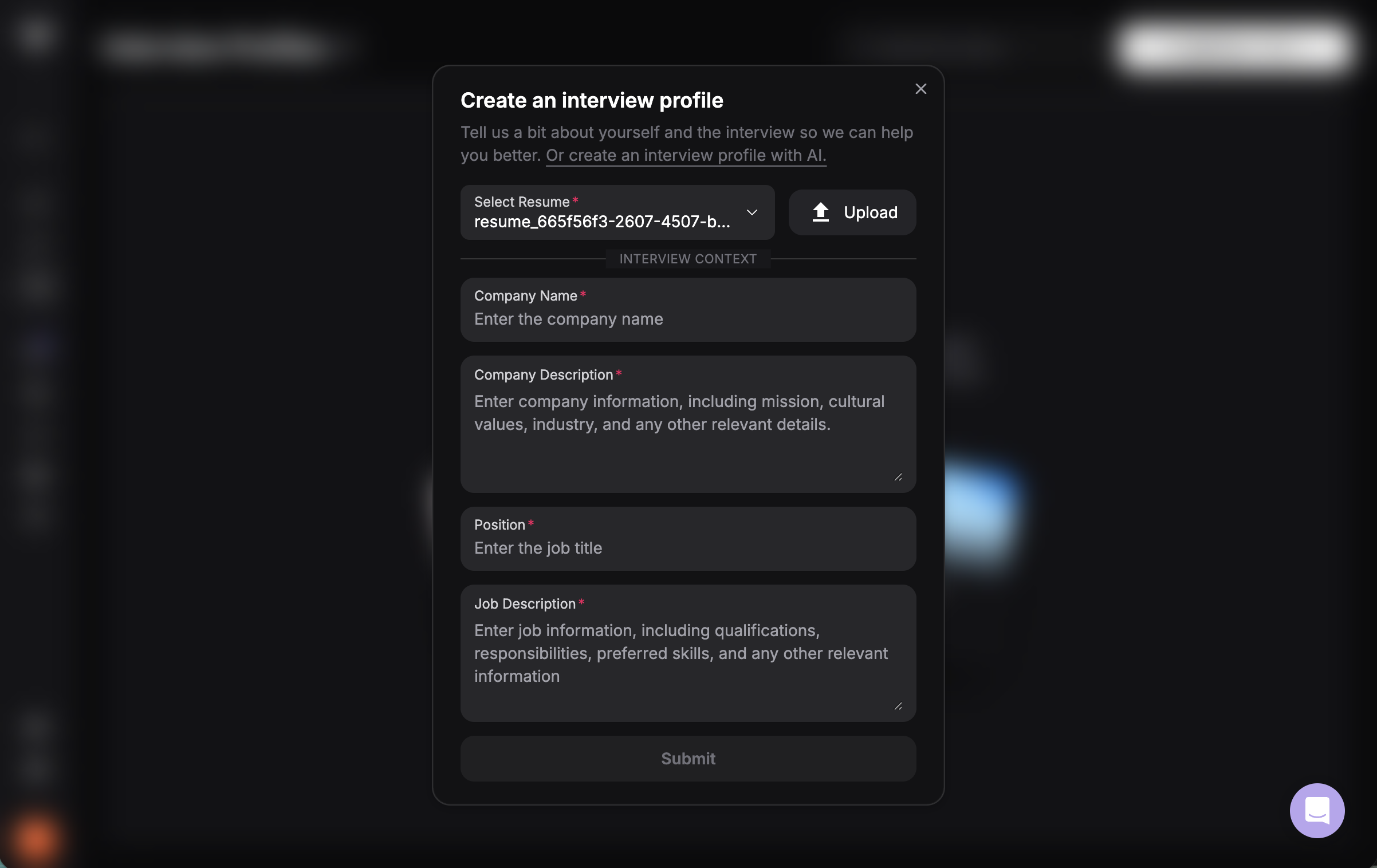 Create Interview Profile - Verve AI - Documentation