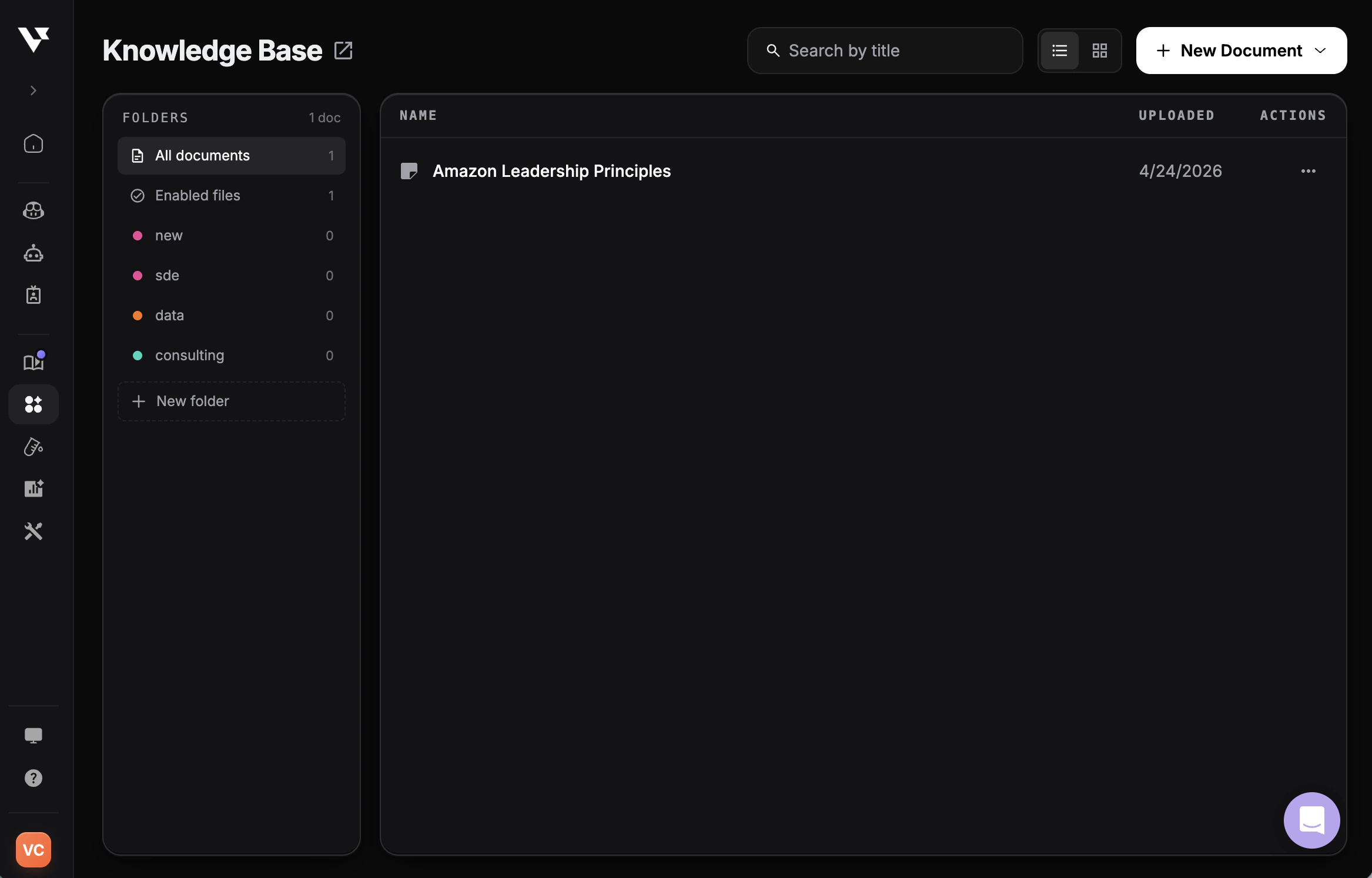 Knowledge Base Document Interface