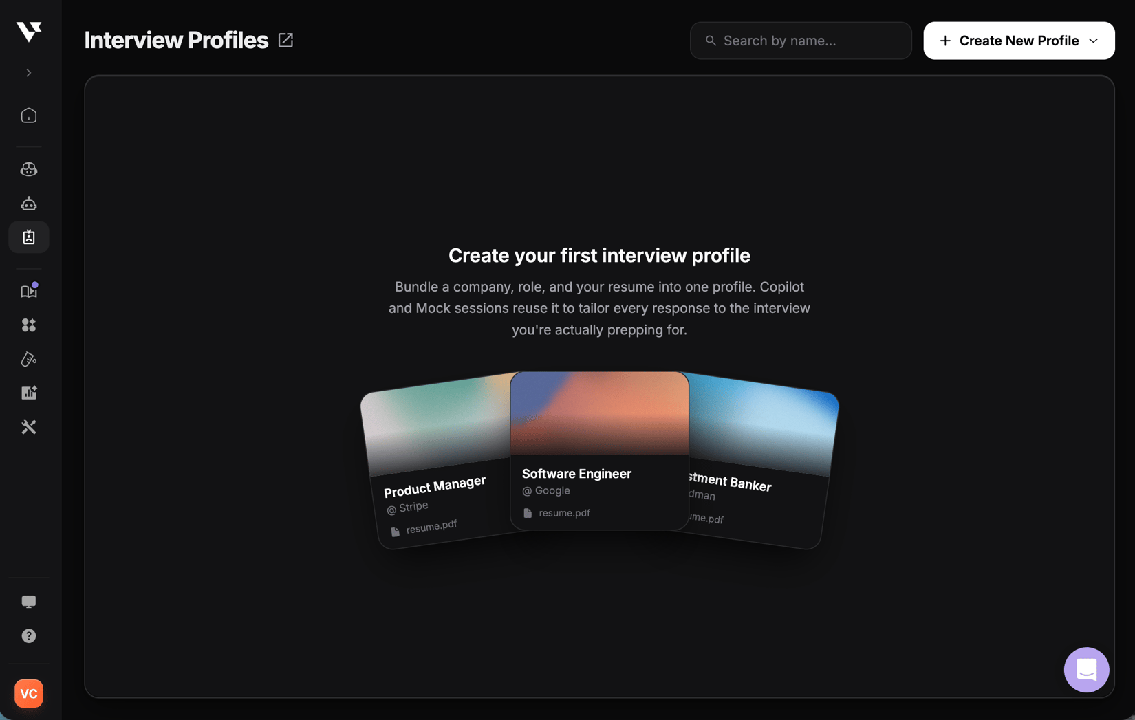 Interviewee User Profile Create Interview Profile - Verve AI - Documentation