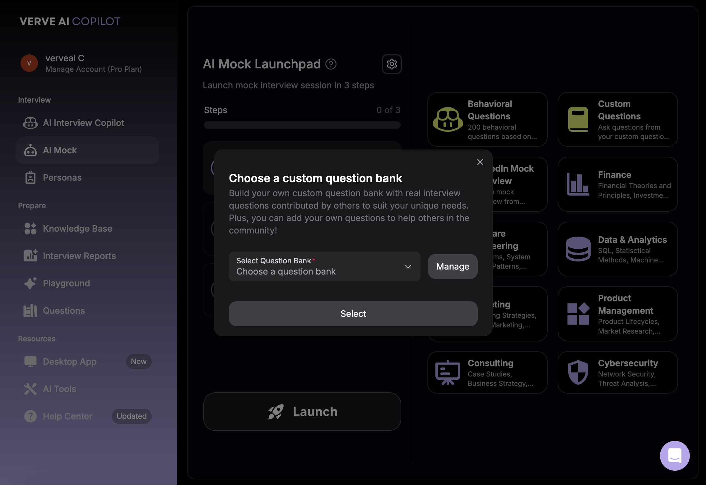 Using question bank in mock interview