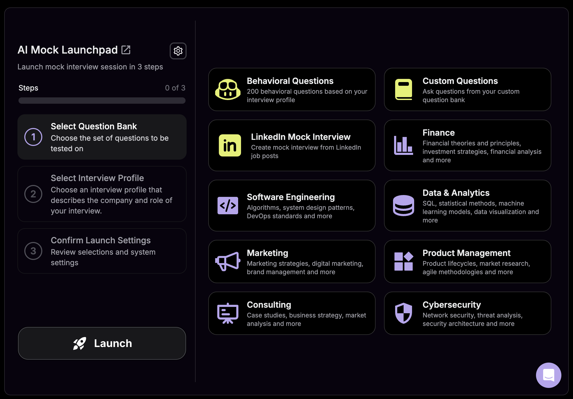 Mock interview setup