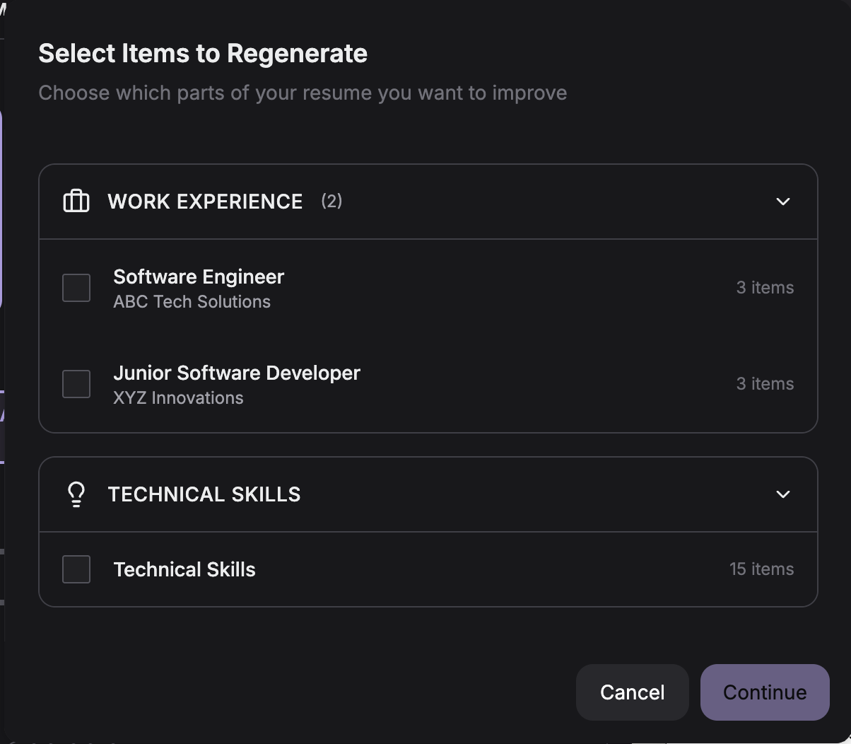 Resultado final del constructor de currículum