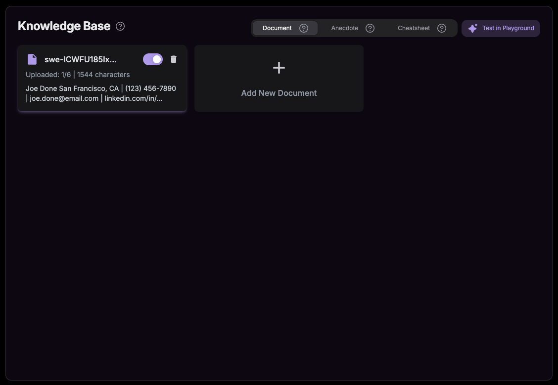 Knowledge Base Document Interface