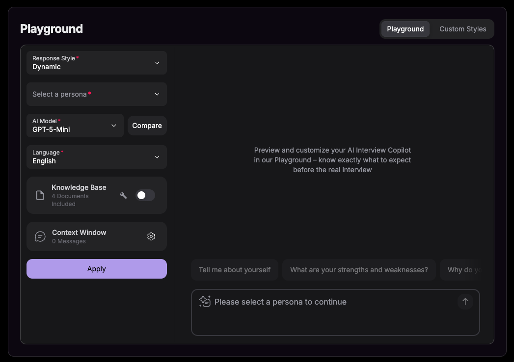 Playground interface