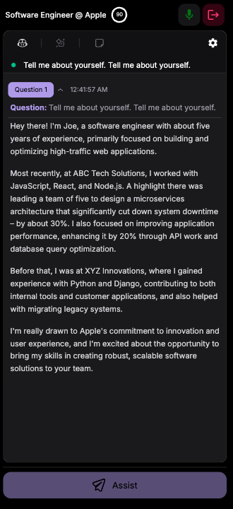 AI-powered answers based on transcription